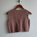 Knitted Cropped Sweater Vest Pink Photo 3