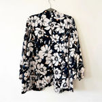 Eloquii  Women’s Size 16 Navy‎ Floral Open Front Jacket Blazer Tie Sleeve Spring Photo 2