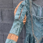 Renaissance Victorian and Edwardian Dress Gown costume Teal Gold XSmall Small Blue Size M Photo 2