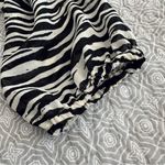 J. Crew Zebra Print Long Sleeve Mock Neck Blouse Ivory Black Lined Size M Size M Photo 4