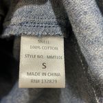 Miou Muse Denim Ruffle Neck Button Down Back Sleeveless Top Photo 4