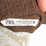 ZARA Chocolate Brown Textured Cropped Button-Front Blouse Y2K Minimalist XS Photo 3