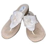 White Cliffs By White Mountain Cynthia Flower Rhinestone Thong Wedge Sandals 9.5 Photo 0