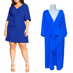 City Chic  Knot Front Fit & Flare Dress In Electric‎ Blue Size XL / Plus Size 22 Photo 1