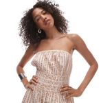 Topshop Textured Bandeau Beach Maxi Dress in Brown Stripe Women's 0-2 Seersucker Photo 2