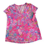 Lilly Pulitzer Etta V- Neck T-Shirt Large Shell Me Something Good Womens NWT Photo 0