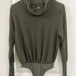 Free People  Olive Cowl Neck Bodysuit Photo 0