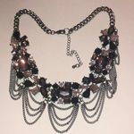 Gunmetal Gray Dark Metal Black CZ Rhinestone Boho Chunky Statement Necklace Photo 0