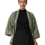 Chico's  Y2K Reversible Kimono Jacket Olive Green Black Asian Style Boho Global OS Photo 1