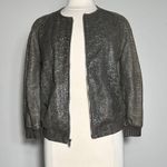 MARNA RO Embroidered Sparkling Bomber Jacket Size Small Gray Photo 0