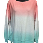 Splendid Tie Dye Peach/Teal Long Sleeve Thermal Knit Top Size Medium Crew Photo 0