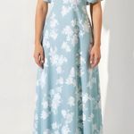 BHLDN  Leila Deep-V Flutter-Sleeve Satin Gown, Light Blue Sky Bouquet, 2 (US) Photo 3