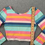 J.Crew Striped Swim Top Women's Small Low Back 3/4 Sleeve High Neck AK734 Photo 1