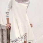 Sundance Embroidered Swing Dress Size M Cream Boho Folk Style Long Sleeve White Size M Photo 0