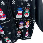 American Vintage BP Design Vintage Black Full Zip Snowman Snowflake Christmas Sweater Cardigan L Photo 2