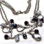 Mystic Charm Water Drop Glass Crystal Bead Double Layer Silver Tone Necklace Photo 3