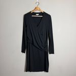 Sundance  Criss Cross Draping V-Neck Knee Length Wrap Dress Women's Large Black Photo 3