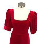 Rachel Parcell Puff Sleeve Peplum Skirt Midi Dress Red Velvet Size Small NWT Photo 3
