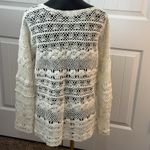 Crochet‎ Lace Scoop Neck Short Sleeve Layering Top Natural Cream Sz Medium Photo 1