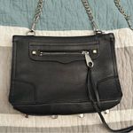 Rebecca Minkoff  Regan Black Crossbody Purse Pebbled Leather Silver Chain Photo 4