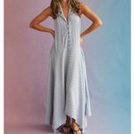 Free People  Blue White Stripe No Rush Halter Sleeveless Midi Dress Large New Photo 10