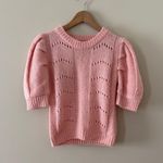 English Factory Short Puff Pleated Sleeve Sweater Chunky Knit Pale Pink Size XS Photo 3