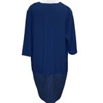 Lenny B. Paris Navy Mixed Media Dress Robe Large Blue Photo 4