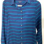 Nautica  Long Sleeve Striped Blue Blouse Button Up Lightweight Nautical Top Sz S Photo 3
