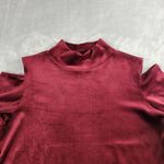 Westbound  Women's Velvet Top Blouse Cold Shoulder Long Sleeve Maroon Size 1X Photo 1