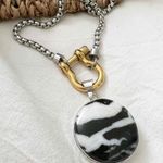 925 sterling silver Buffalo Turquoise carabiner Holder Necklace Womens Jewelry Black Photo 0