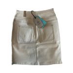 prAna NWT  Broadway Cotton Denim Mini Jean Skirt Zipper Patch Pockets 4 Cream Photo 4