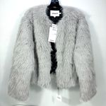 Apparis Uma Tinsel Crop Zip Front Shaggy Faux Fur Coat Silver XL NWT Jacket Photo 2