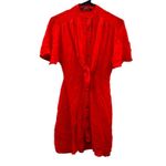 ZARA  Reddish Orange Short Sleeve Button Down Tie Mini‎ Dress Size XS Photo 1