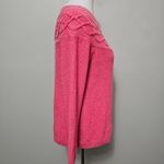 Talbots Pink Confetti Cable Yoke Crewneck Sweater Size LP Photo 3