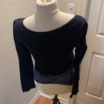 Trixie Chinese Inspired Stretchy Long Sleeve Round Neck Top Black EUC Sz M Scoop Size M Photo 3