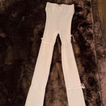 Maniere De Voir NWT Moniere De Voir Flared Knitted Laced Up Leggings Ivory Small Photo 3