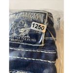 True Religion Dark Wash Boot Cut Jeans white stitching Womens Size 27 Photo 13