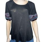 Telluride Clothing Co Women’s Size S Black Embroidered Puff Short Sleeve T Photo 0