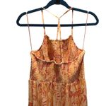 Free People Dusk Coral Combo Smocked Maxi Dress Floral Print Halter Style Large Photo 6