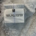 None Fleece Pullover women’s Medium Long Sleeve gray white half zip teddy sweatshirt Photo 3