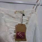 Lily Clothing Contrast White Lace Crisscross Front Sheen Tank Top Size L Size L Photo 2