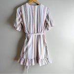 Privacy Please Privacy‎ Please May Mini Wrap Dress in Multi Stripe Pink & Tan, Size Medium Photo 11