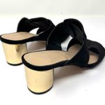 MARC NEW YORK Andrew Marc black textile slides, round gold heels, size 6 Photo 5