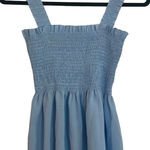 Blue smocked bust peplum babydoll tank large Photo 0