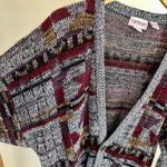 Vintage Southwestern Abstract Geometric Patterned Cardigan in Charcoal/Burgundy Gray Size XL Photo 3