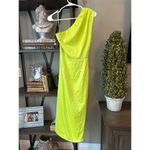 Elliatt  Cassini Asymmetric Satin Mini Sheath Dress Chartreuse Lime Womens Size S Photo 5