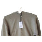 We Wore What NWT Cropped Half Zip Fleece Cotton Hoodie Long Sleeve S Stone #4216 Photo 2