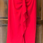 ZARA NWT Red Ruffle Midi Skirt With Slit Size Medium Women’s Photo 0
