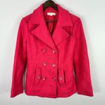 New York & Company Peacoat Womens S Pink Wool Blend Double Breasted‎ Preppy Chic Photo 0