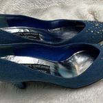 Stuart Weitzman  Blue Denim Heels with Silver Rhinestone Accents Photo 10